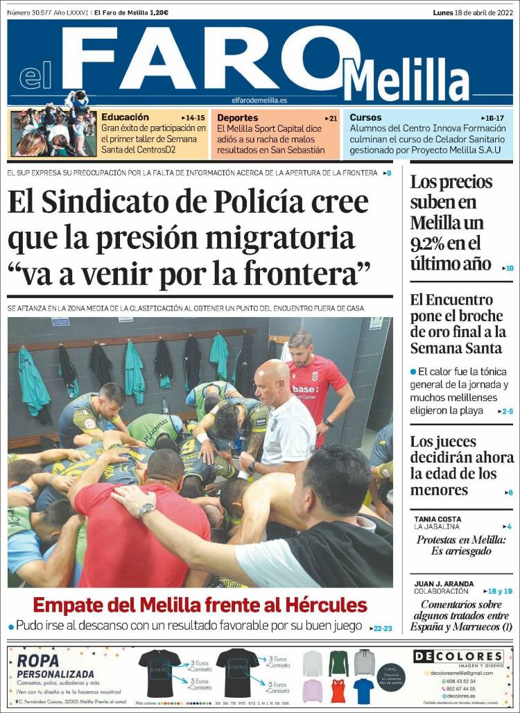 Portada de El Faro de Melilla (Espa&ntilde;a)