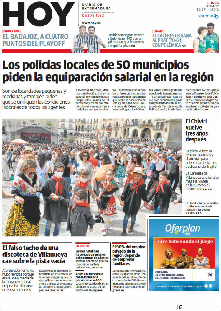 Portada de Hoy - Caceres (Espa&ntilde;a)