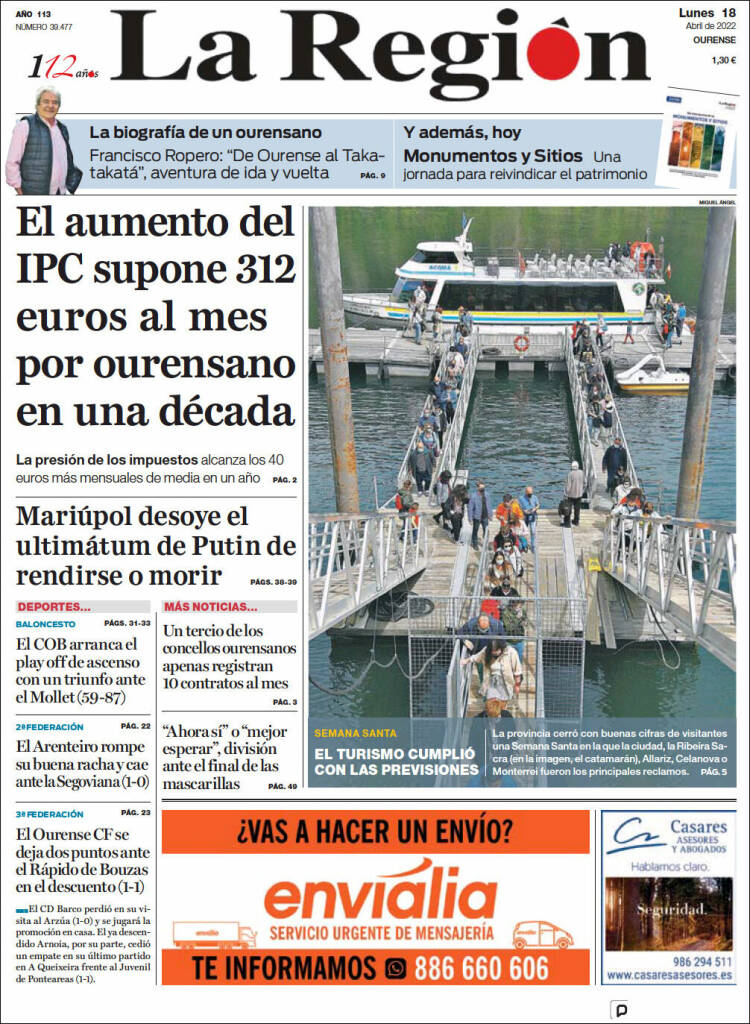 Portada de La Región de Ourense (Espa&ntilde;a)