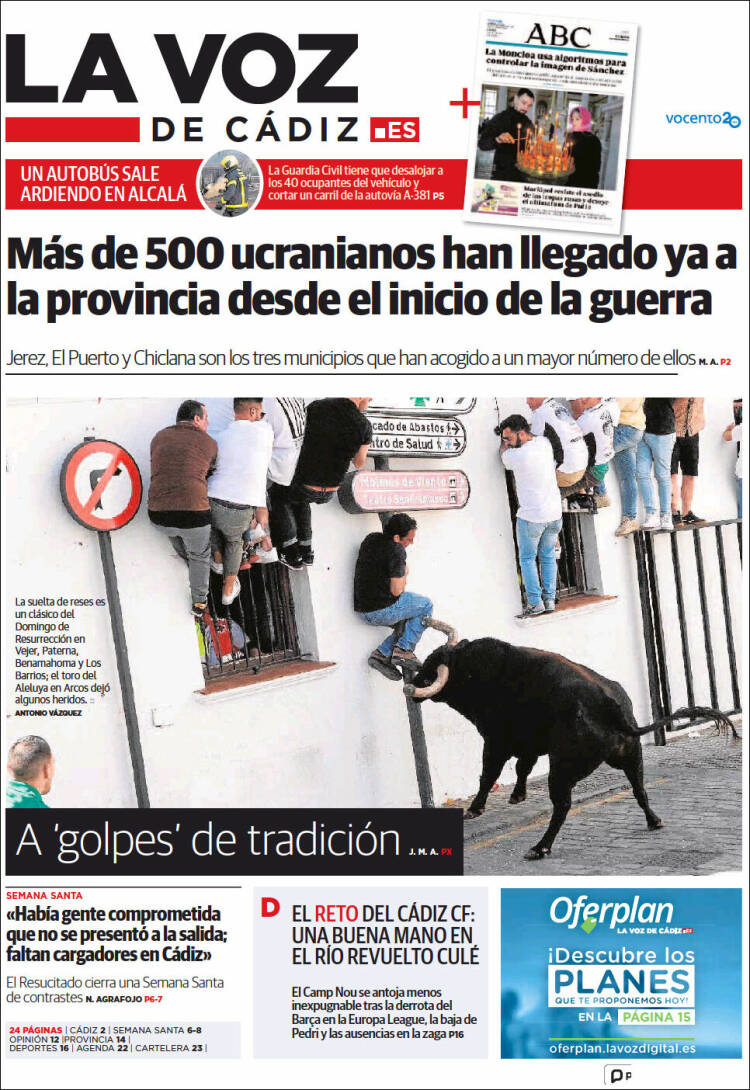 Portada de La Voz de Cádiz (Espa&ntilde;a)