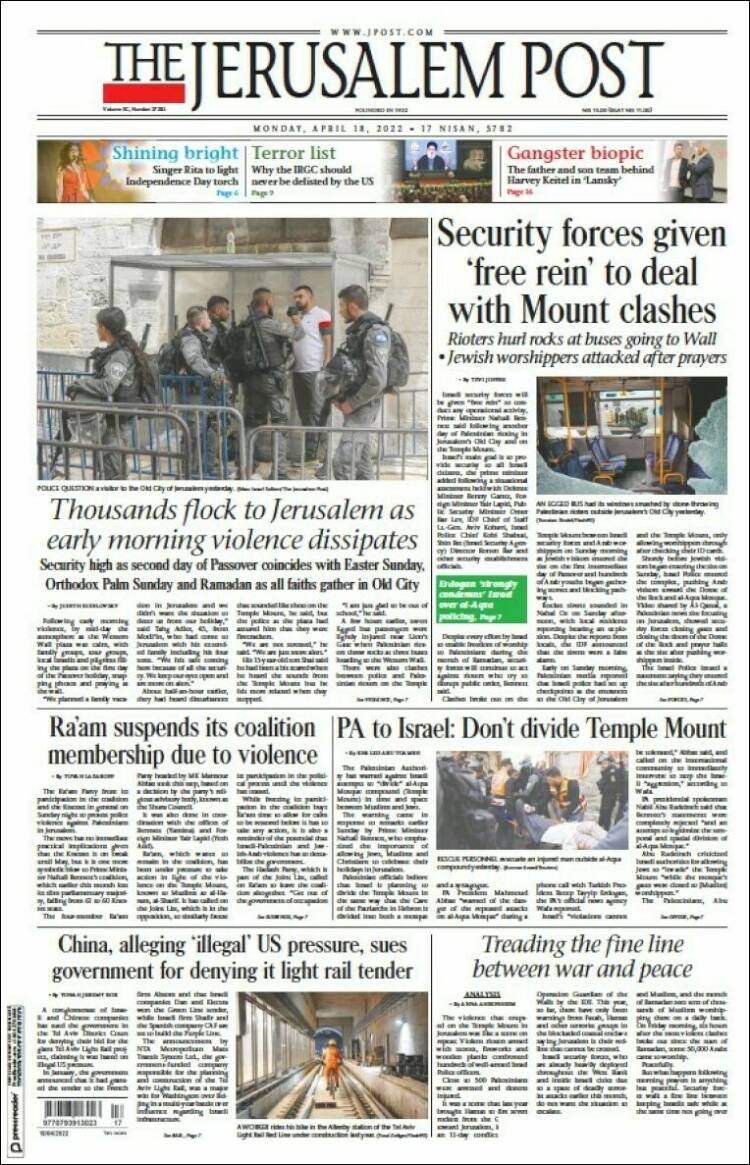 Portada de The Jerusalem Post (Israel)