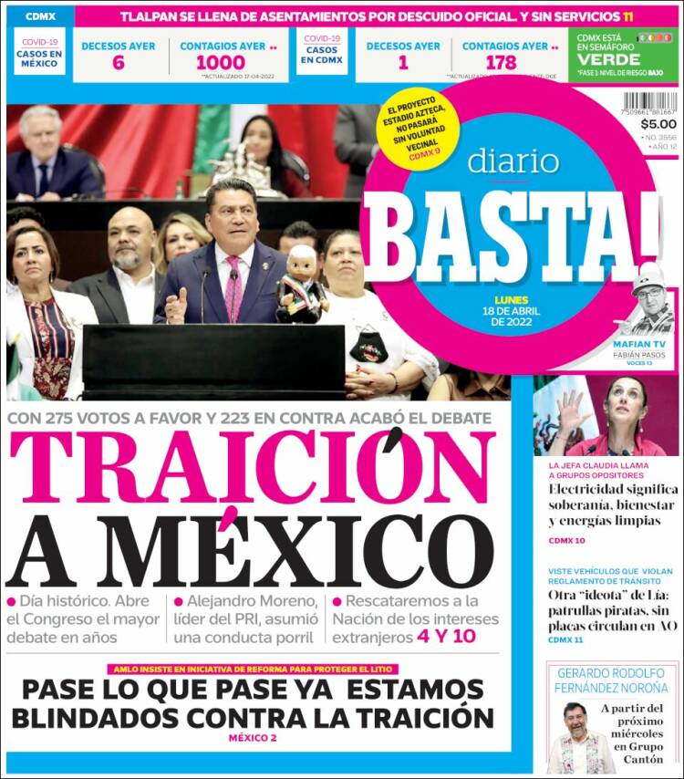 Portada de Diario Basta (M&eacute;xico)