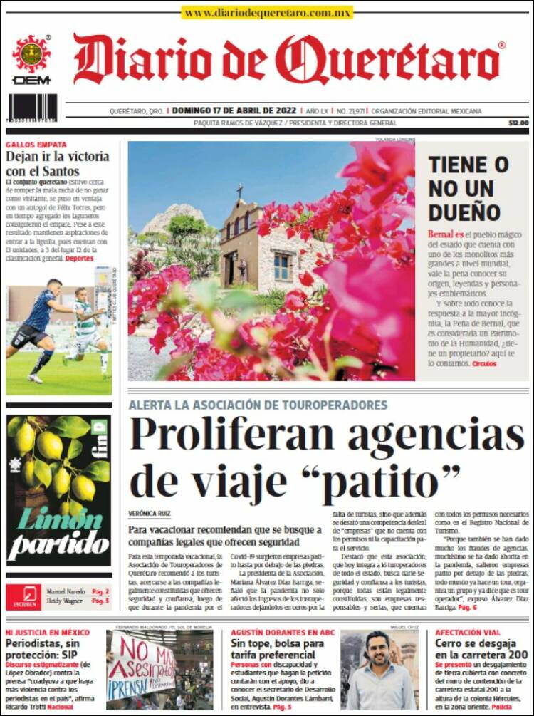 Portada de Diario de Querétaro (M&eacute;xico)