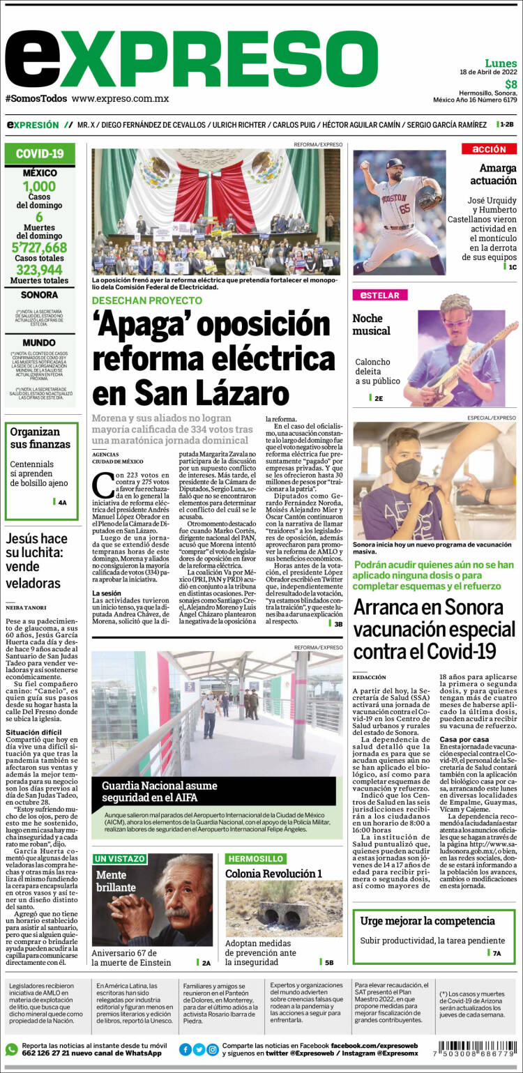Portada de Expreso (M&eacute;xico)