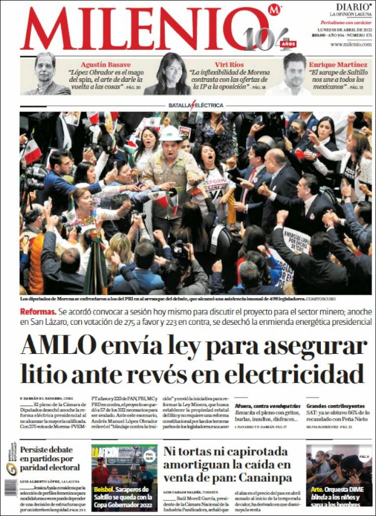 Portada de Milenio - Laguna (M&eacute;xico)