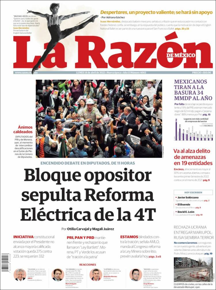 Portada de La Razón (M&eacute;xico)