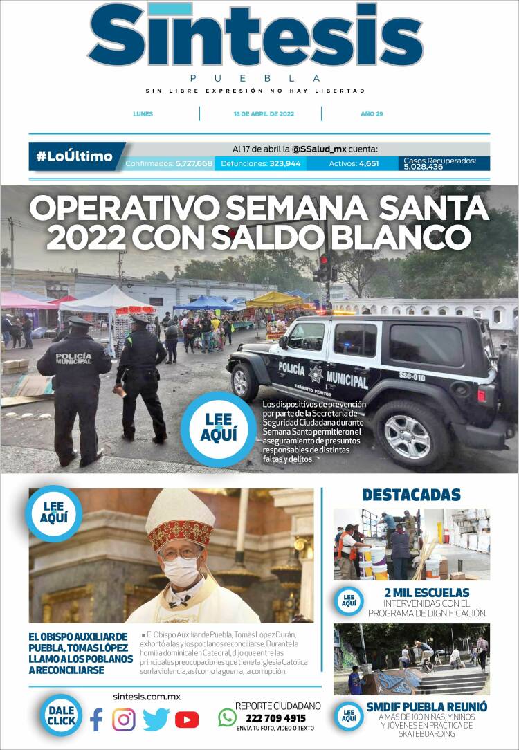 Portada de Síntesis - Puebla (M&eacute;xico)