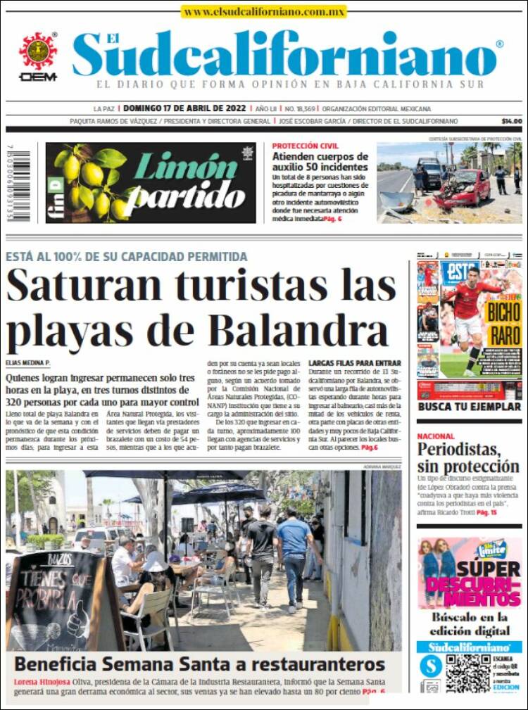 Portada de El Sudcaliforniano (M&eacute;xico)