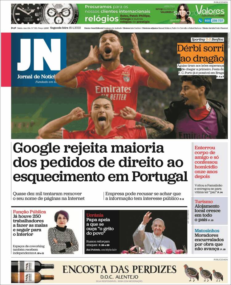 Portada de Jornal de Notícias (Portugal)