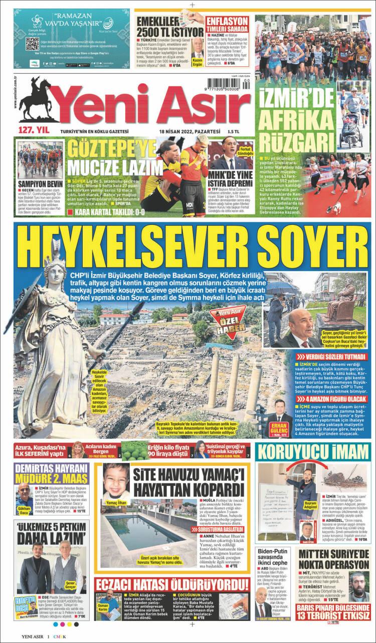 Portada de Yeni Asır (Turqu&iacute;a)