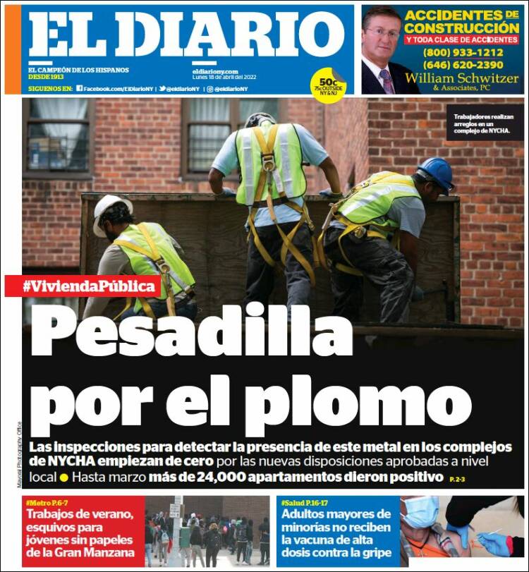 Portada de El Diario NY (USA)