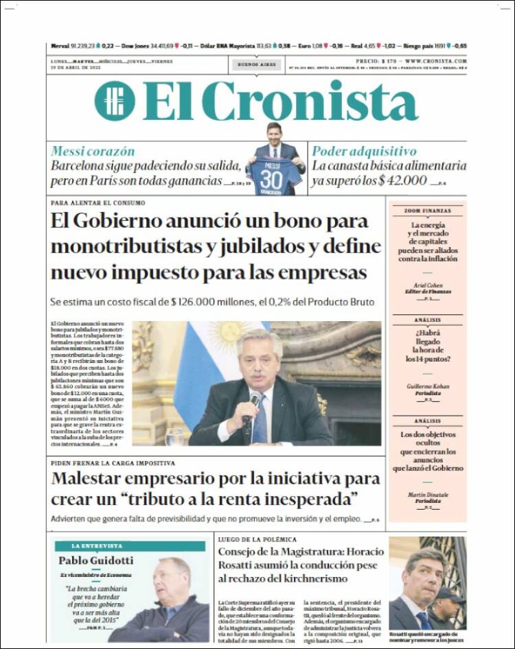 Portada de El Cronista Comercial (Argentina)