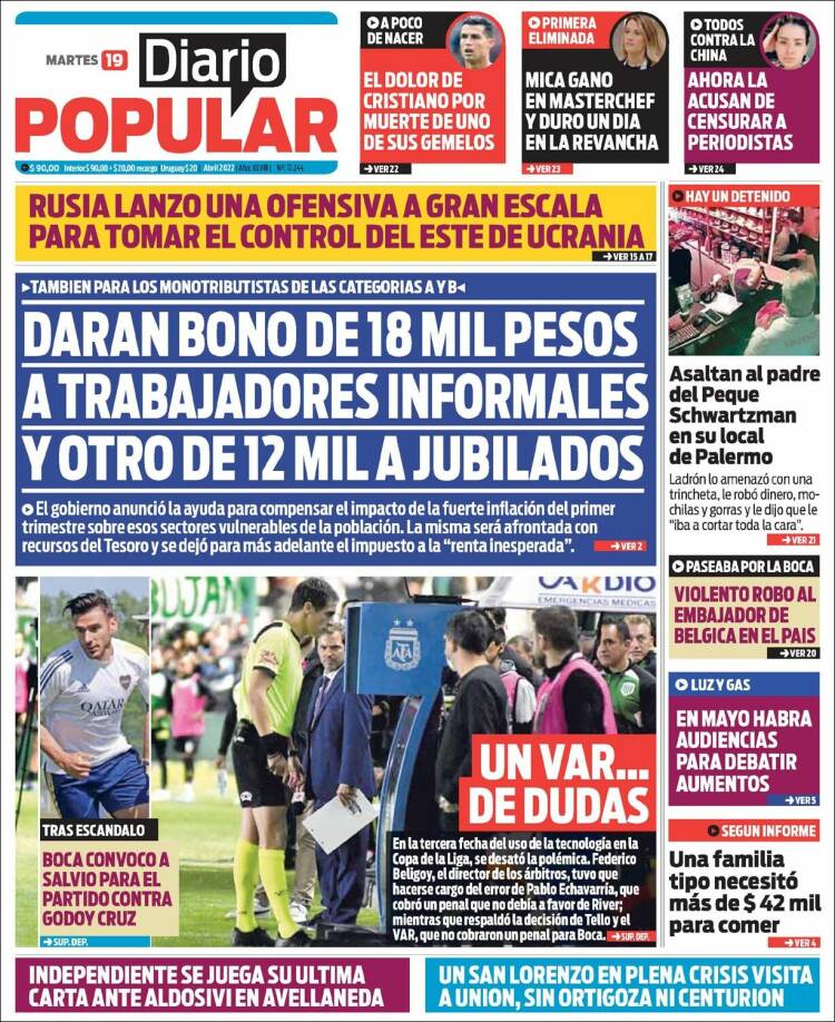 Portada de Diario Popular (Argentina)