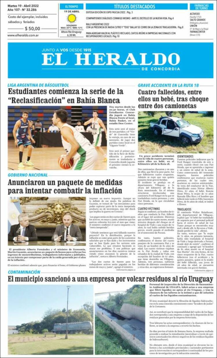 Portada de El Heraldo de Concordia (Argentina)