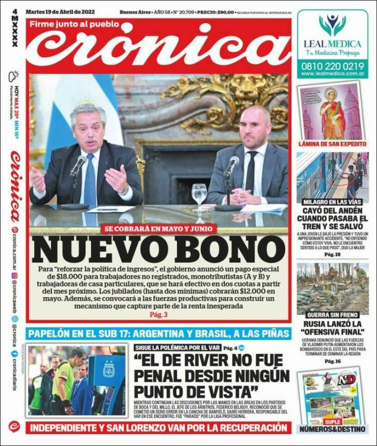 Portada de Diario El Libertador (Argentina)