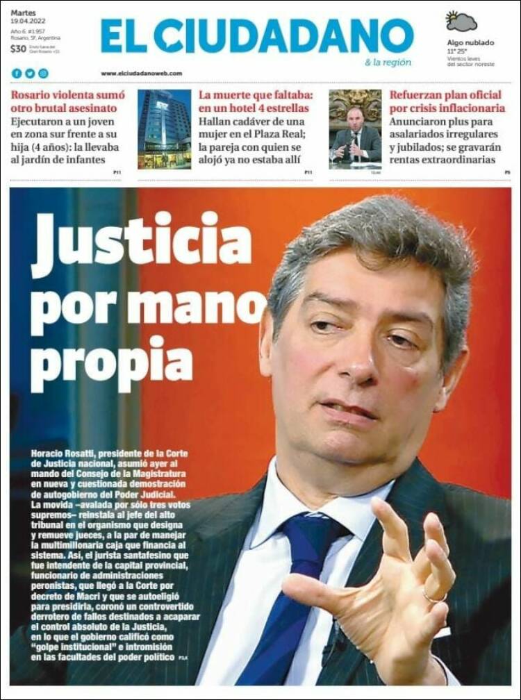 Portada de Diario El Ciudadano (Argentina)