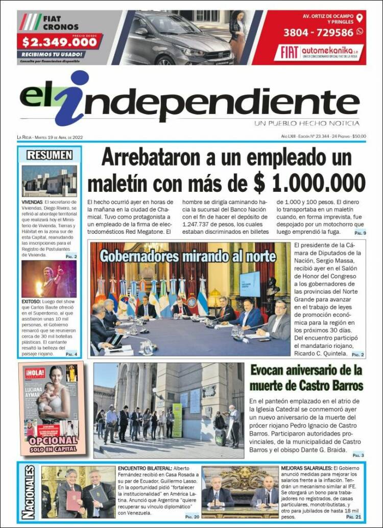 Portada de El Independiente (Argentina)