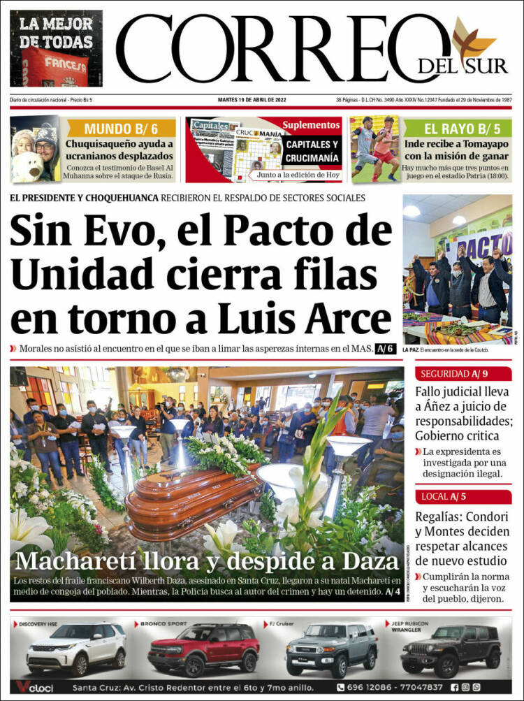 Portada de Correo Sur (Bolivia)