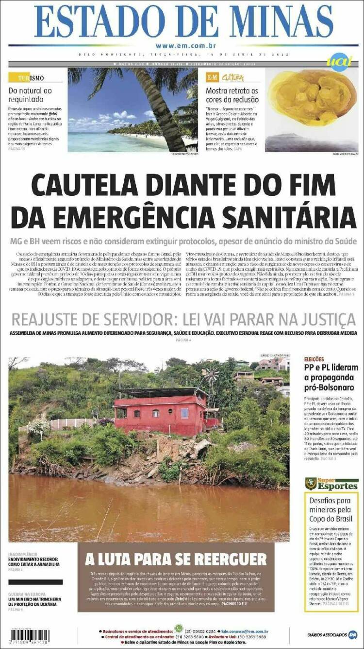 Portada de Jornal Estado de Minas (Brasil)