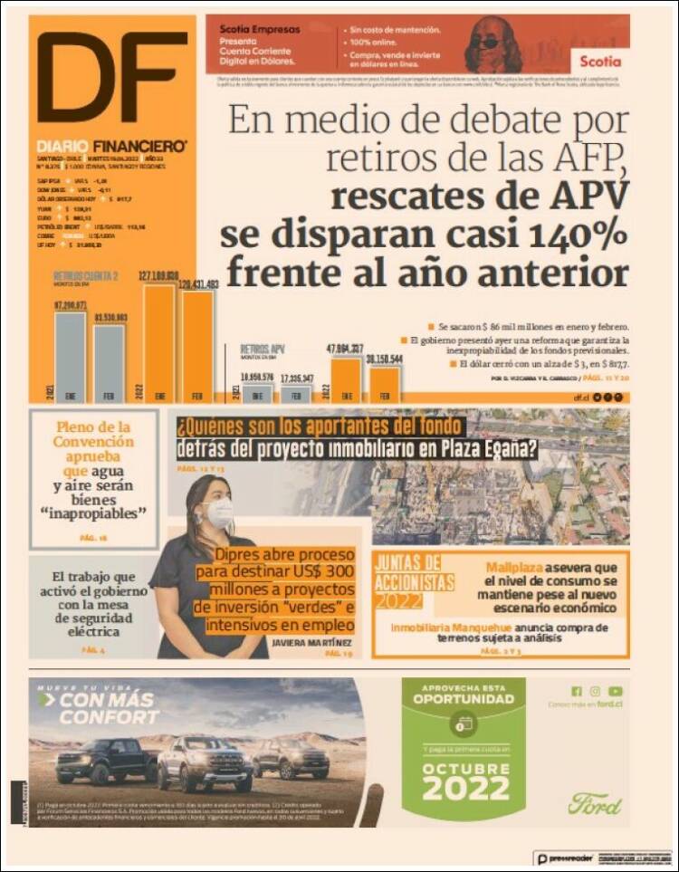 Portada de Diario Financiero (Chili)