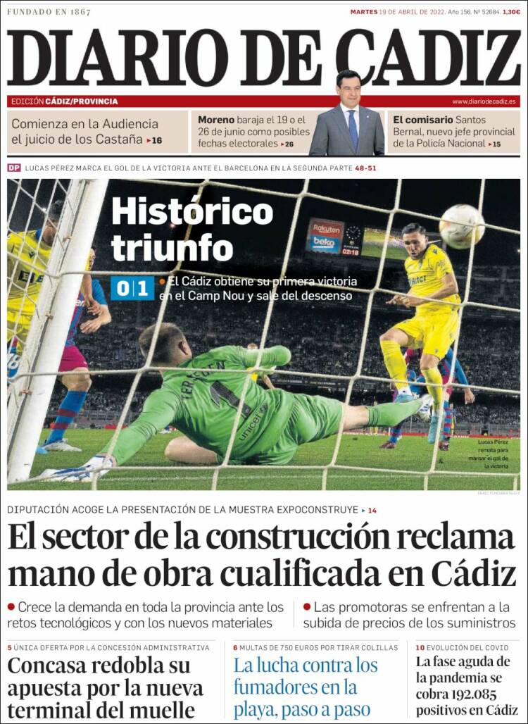 Portada de Diario de Cádiz (Espa&ntilde;a)