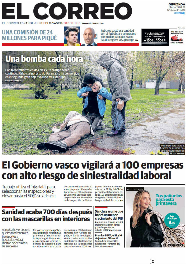 Portada de El Correo - Guipuzcoa (Espa&ntilde;a)