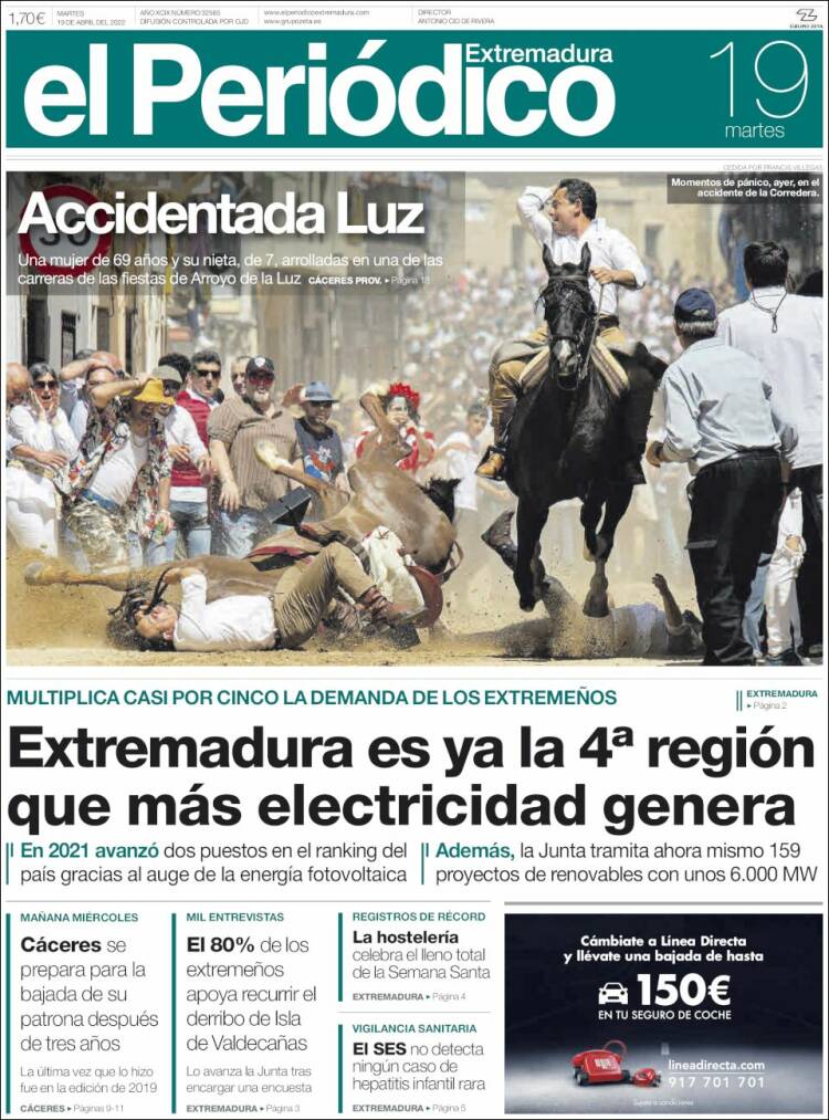 Portada de El Periódico de Extremadura (Espa&ntilde;a)