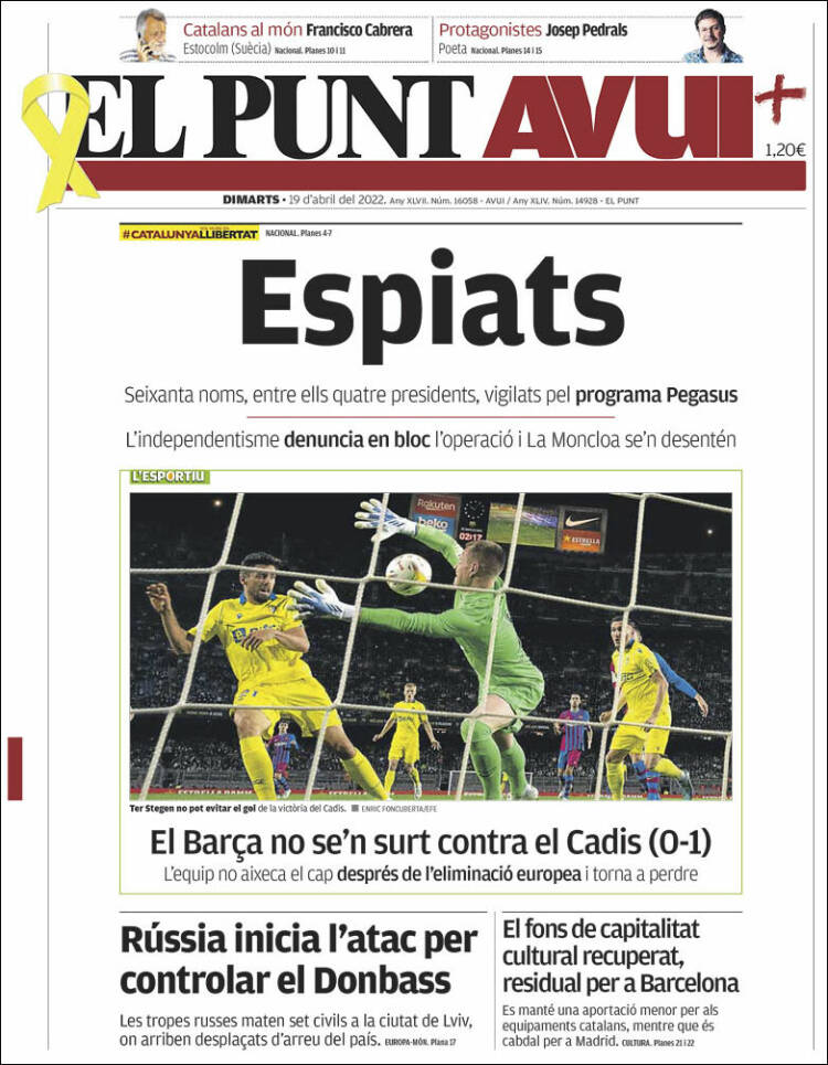 Portada de El Punt Avui (Espa&ntilde;a)