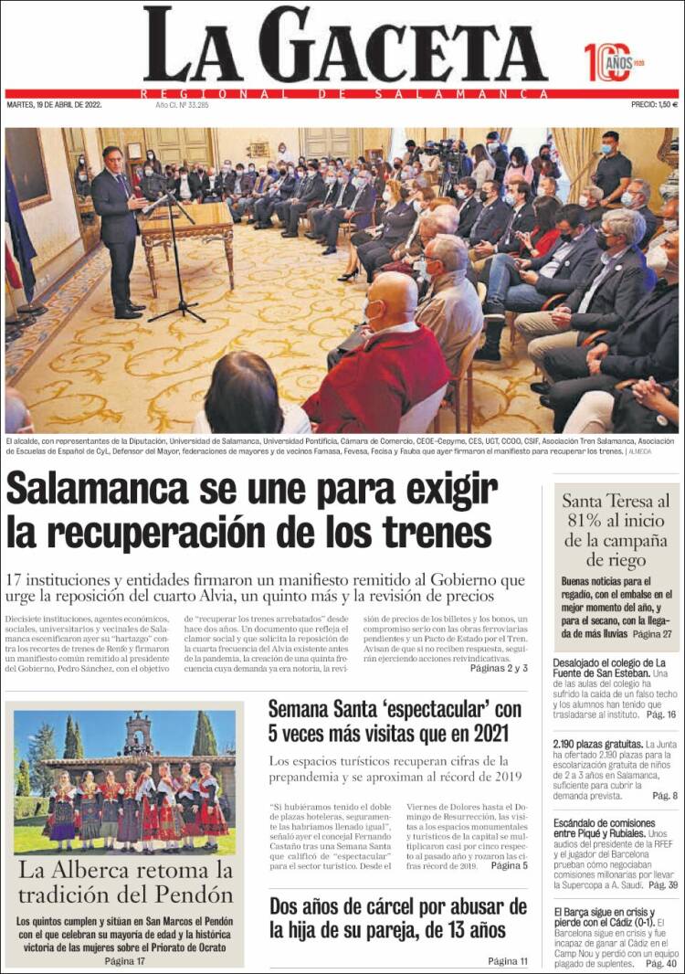 Portada de La Gaceta de Salamanca (Espa&ntilde;a)
