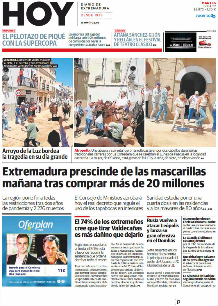 Portada de Hoy - Badajoz (Espa&ntilde;a)