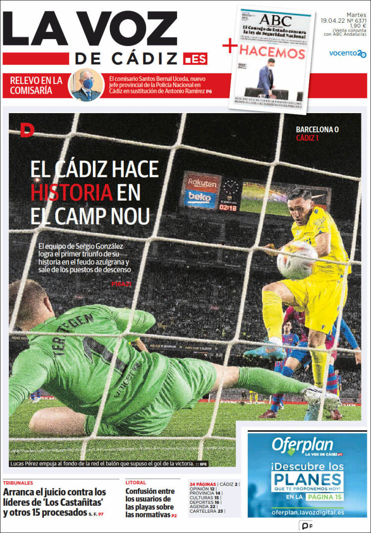 Portada de La Voz de Cádiz (Espa&ntilde;a)