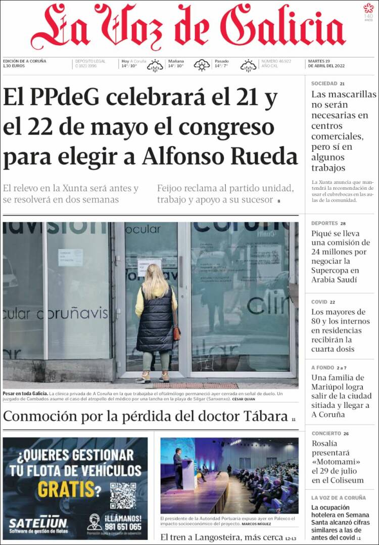 Portada de La Voz de Galicia (Espa&ntilde;a)