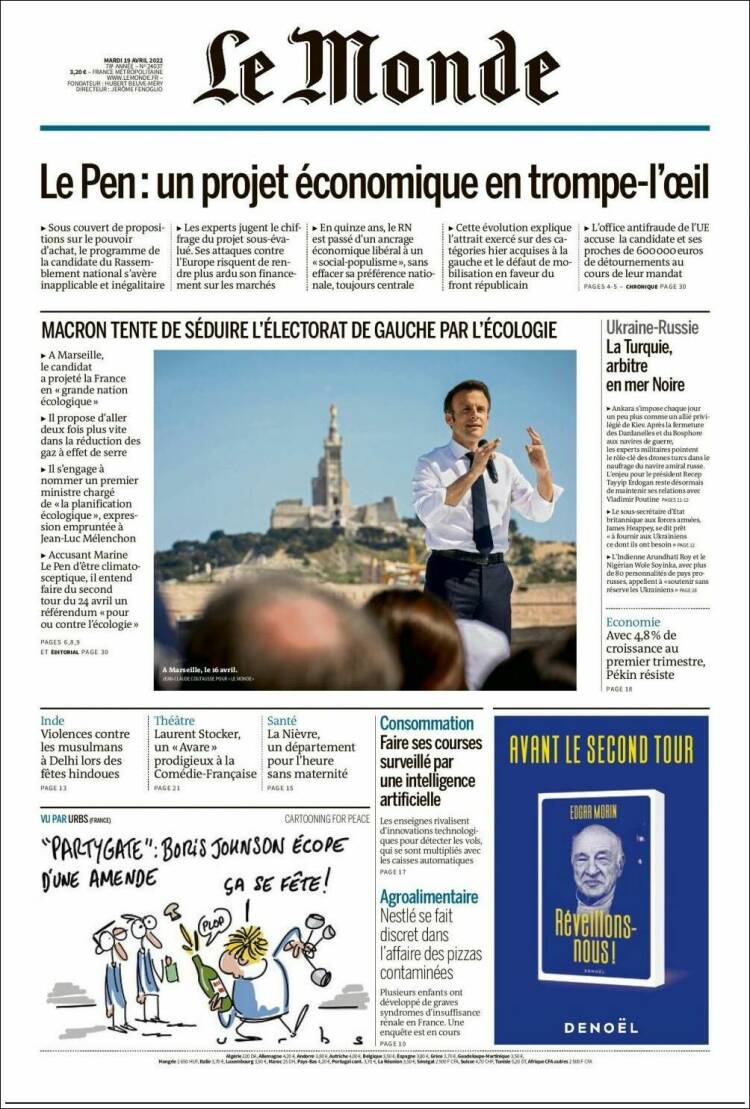 Portada de Le Monde (Francia)