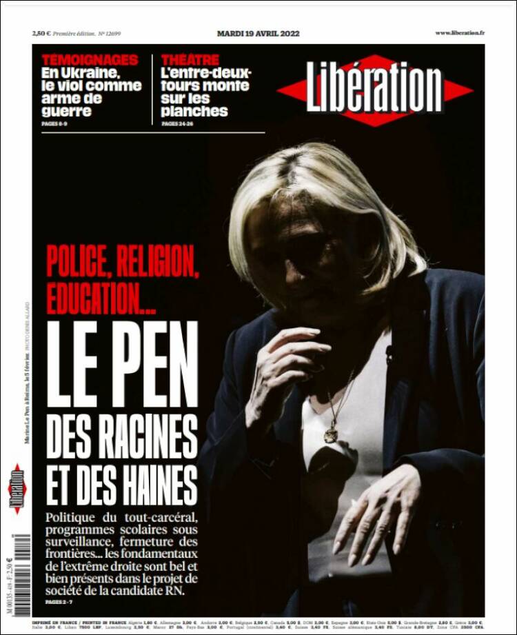 Portada de Libération (Francia)