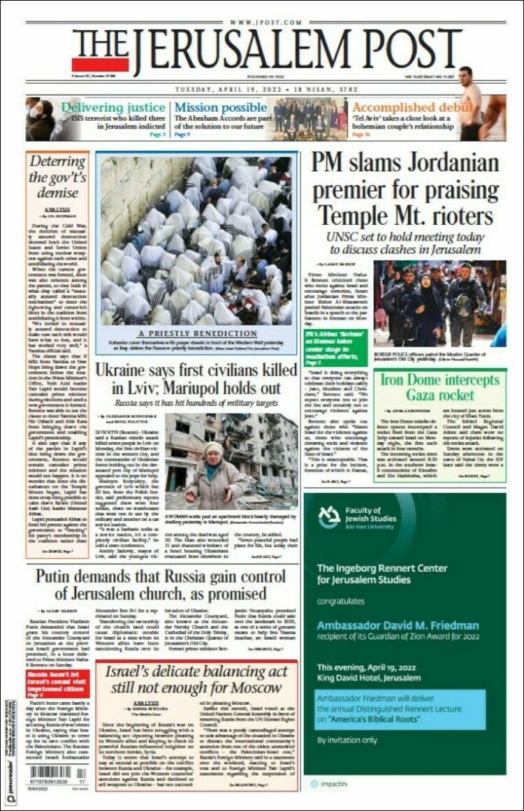 Portada de The Jerusalem Post (Israel)