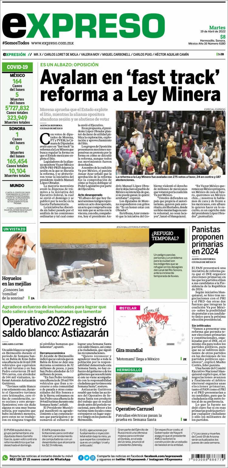 Portada de Expreso (M&eacute;xico)