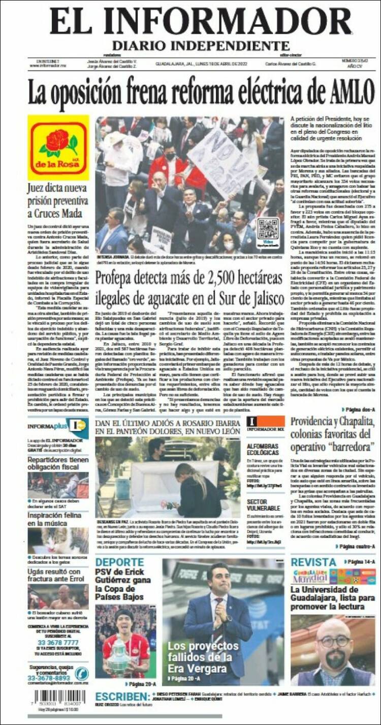 Portada de El Informador (M&eacute;xico)