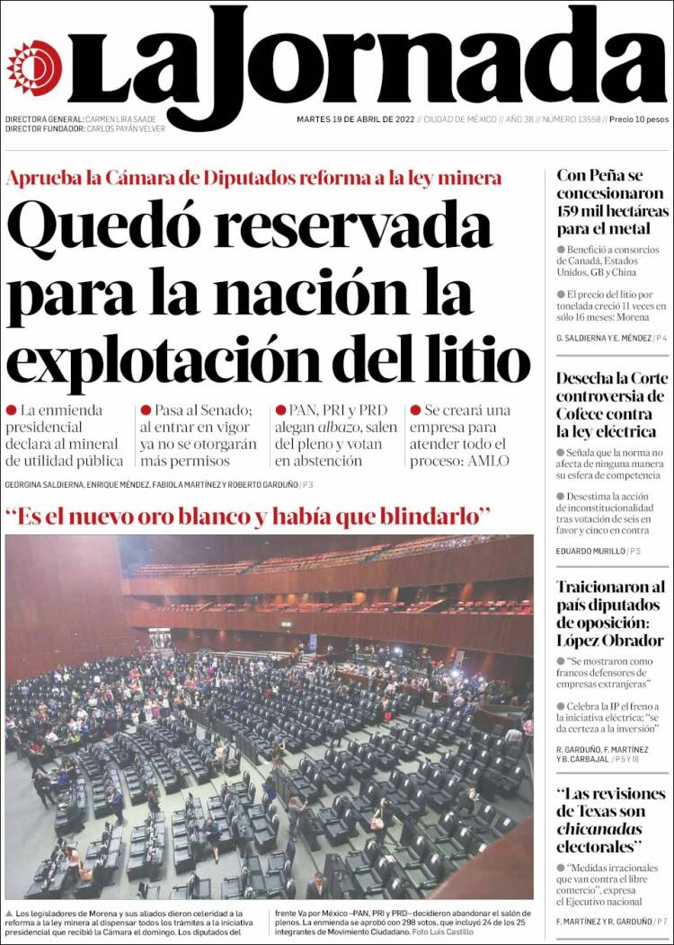 Portada de La Jornada (M&eacute;xico)