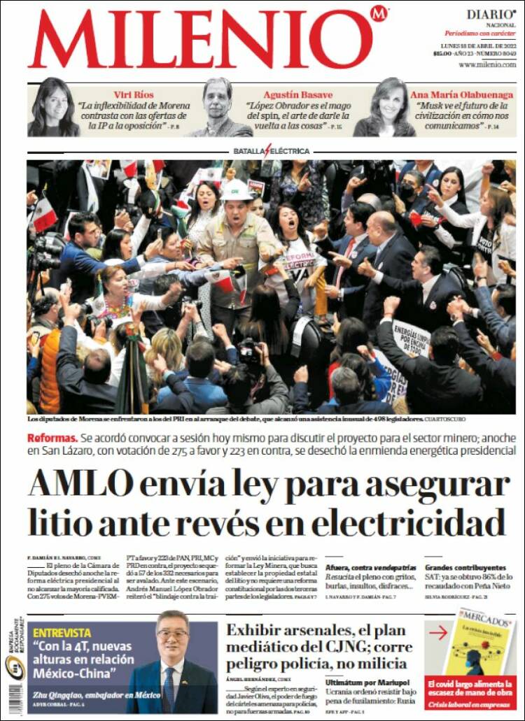 Portada de Milenio (M&eacute;xico)