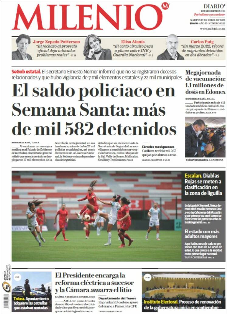 Portada de Milenio - Estado de México (M&eacute;xico)