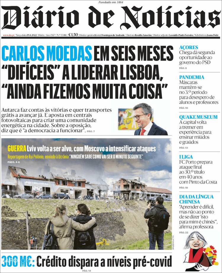 Portada de Diário de Noticias (Portugal)