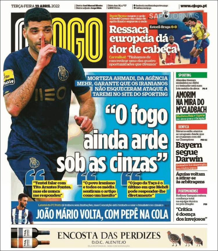 Portada de O Jogo (Portugal)