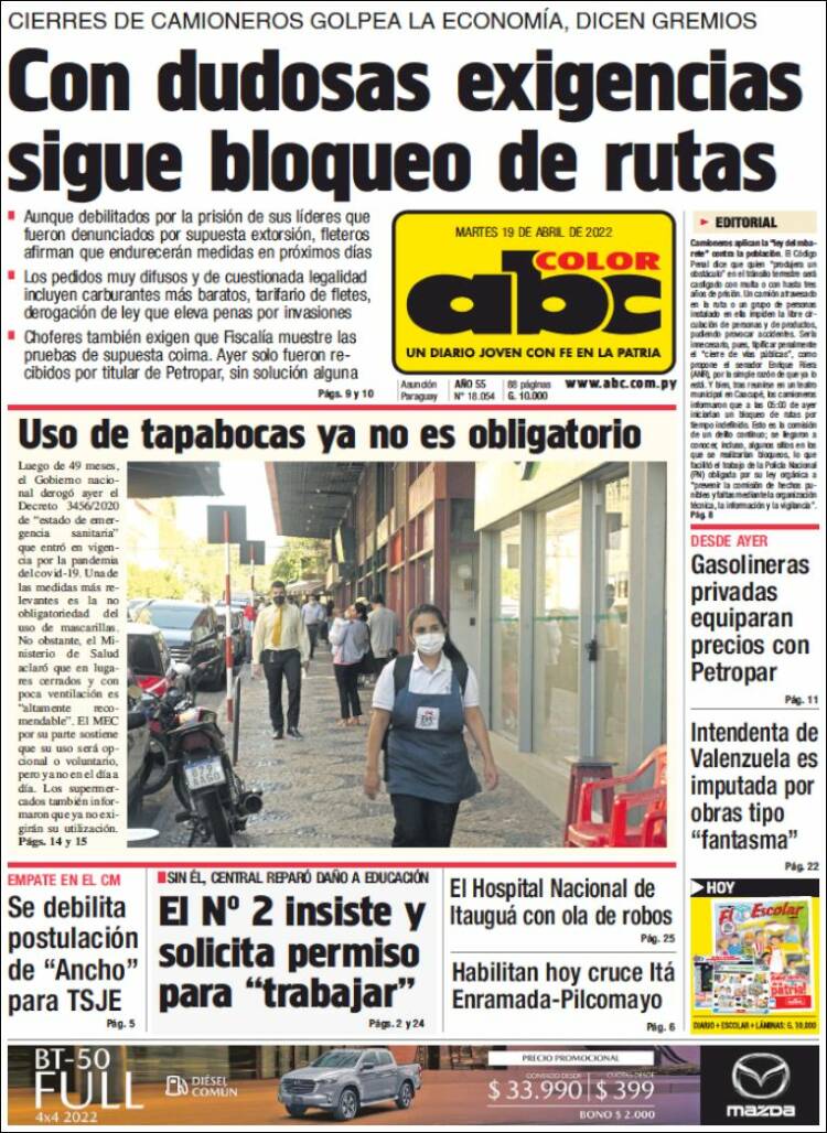 Portada de ABC Color (Paraguay)