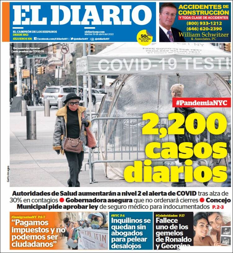 Portada de El Diario NY (USA)