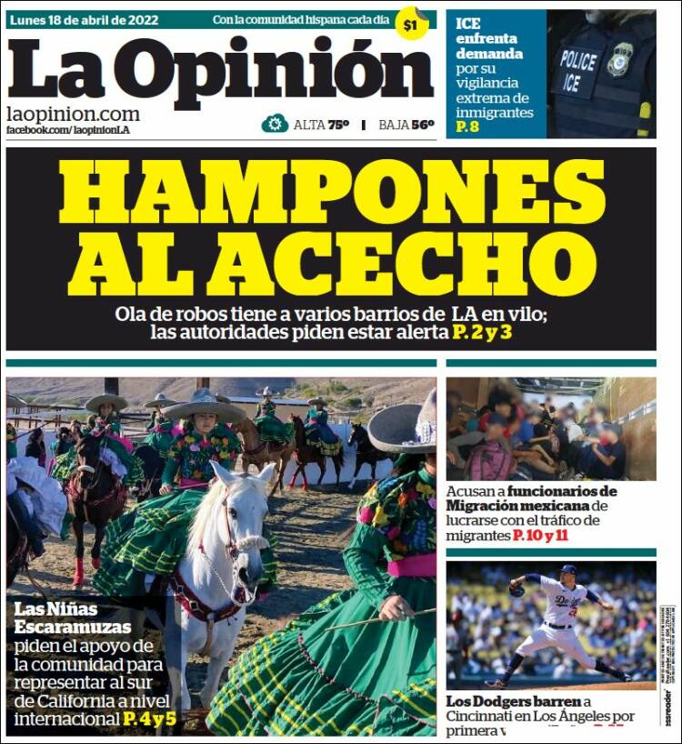 Portada de La Opinión (USA)