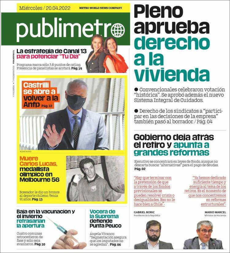 Portada de Publimetro (Chile)
