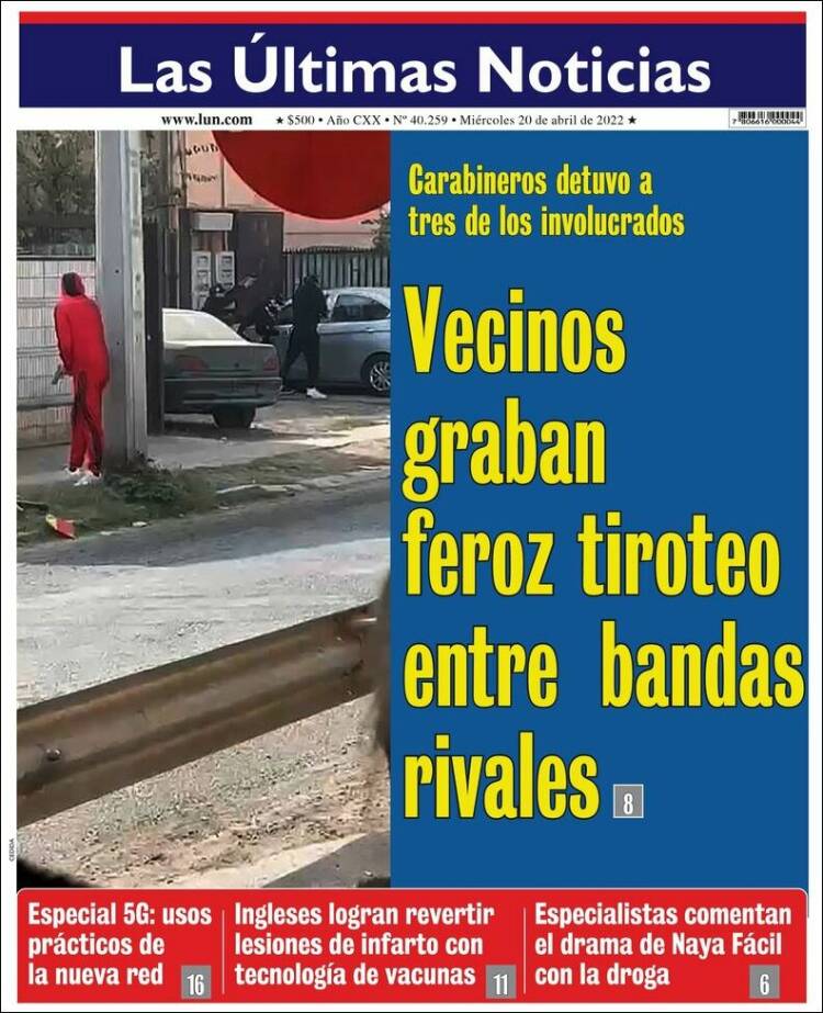 Portada de Las Últimas Noticias (Chile)