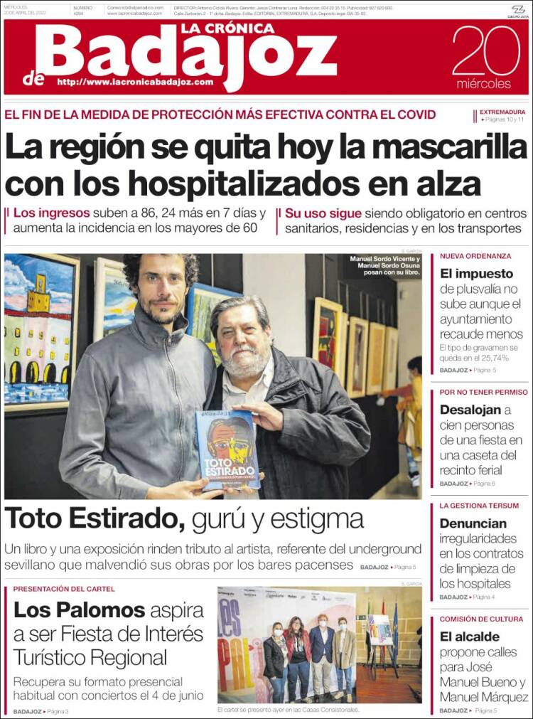 Portada de La Crónica de Badajoz (Espa&ntilde;a)