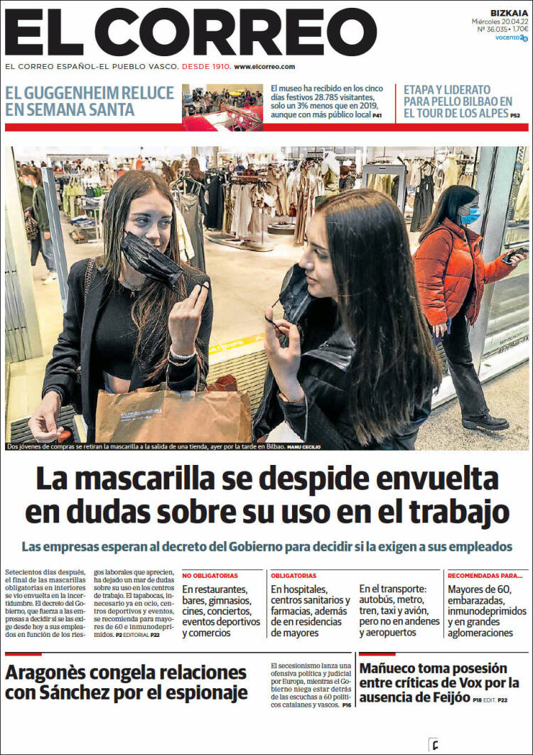 Portada de El Correo (España)