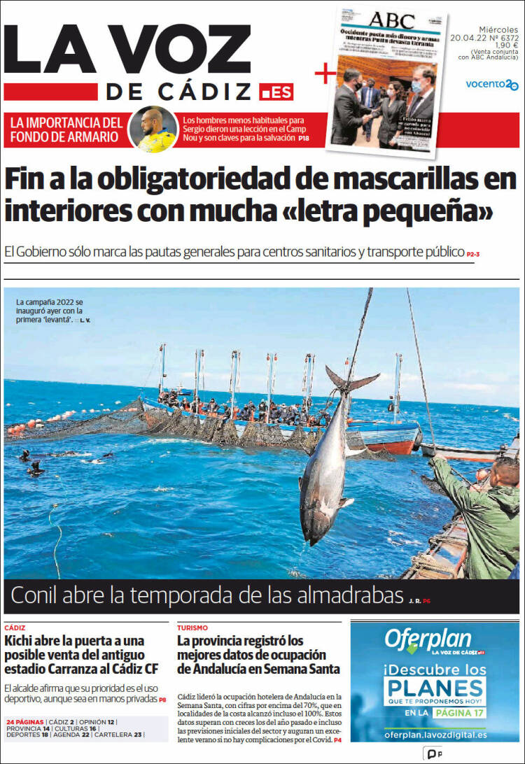 Portada de La Voz de Cádiz (Espa&ntilde;a)